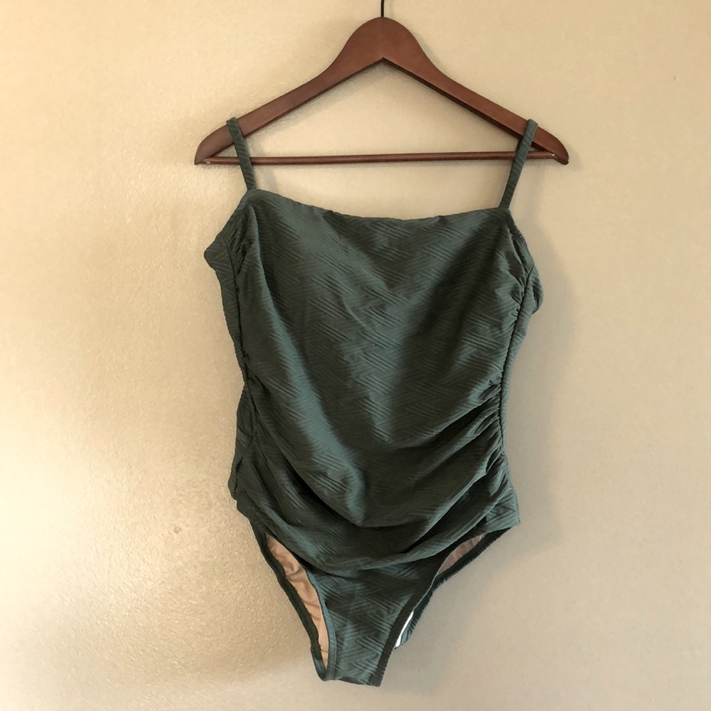 Swimsuit one piece, olive green, Sz M,